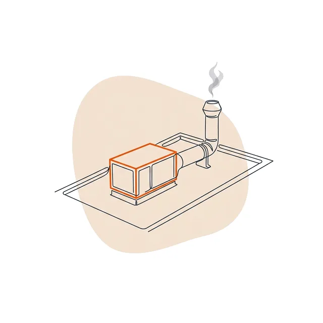 Caisson d'extraction et gaine en toiture