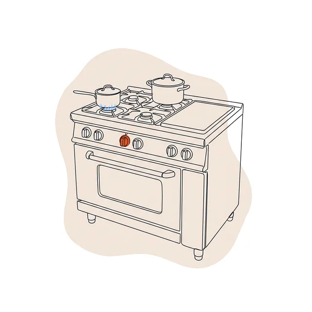 Piano de cuisson professionnel, robinet de gaz mis en évidence